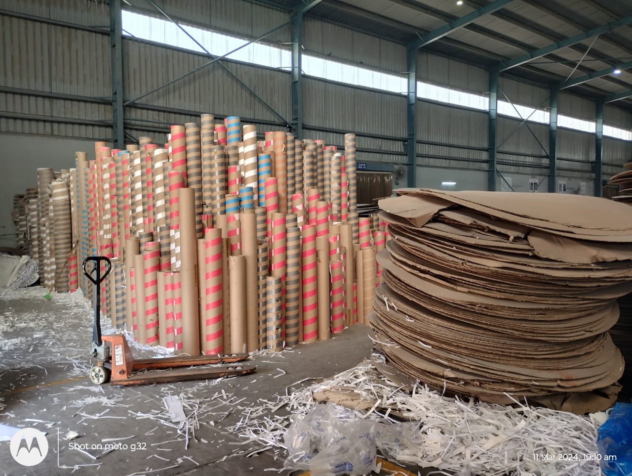 Warehouse interior with industrial storage and organized logistics lanes